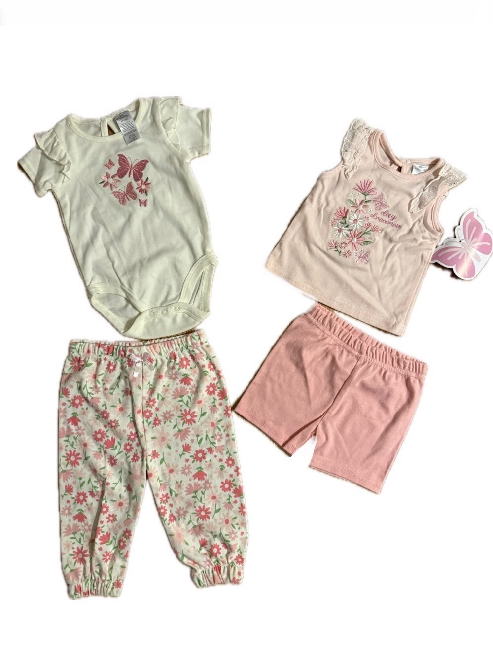 Little Beginnings Baby Girl 4-Piece Pink Floral Summer Set